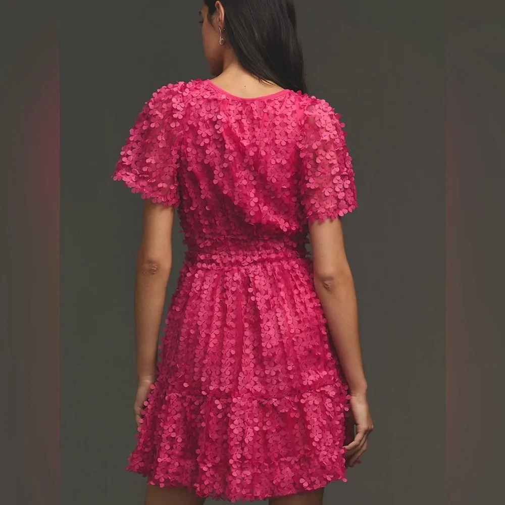 NWT Anthropologie Somerset Floral Appliqué Limited Edition Bright Pink Size M! - Picture 2 of 9